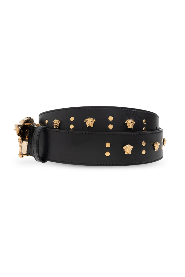 Versace Leather belt with appliqués