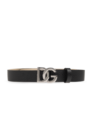 Leather belt with logo