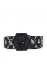 Philipp Plein BLACK Leather belt with logo