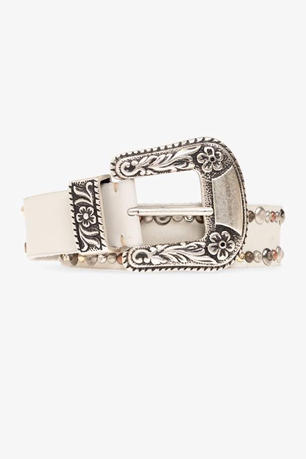 Golden Goose Leather belt with decorative buckle