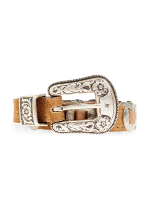 Leather belt with appliqués