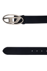 Diesel BLACK Leather belt OVAL D LOGO B-1DR