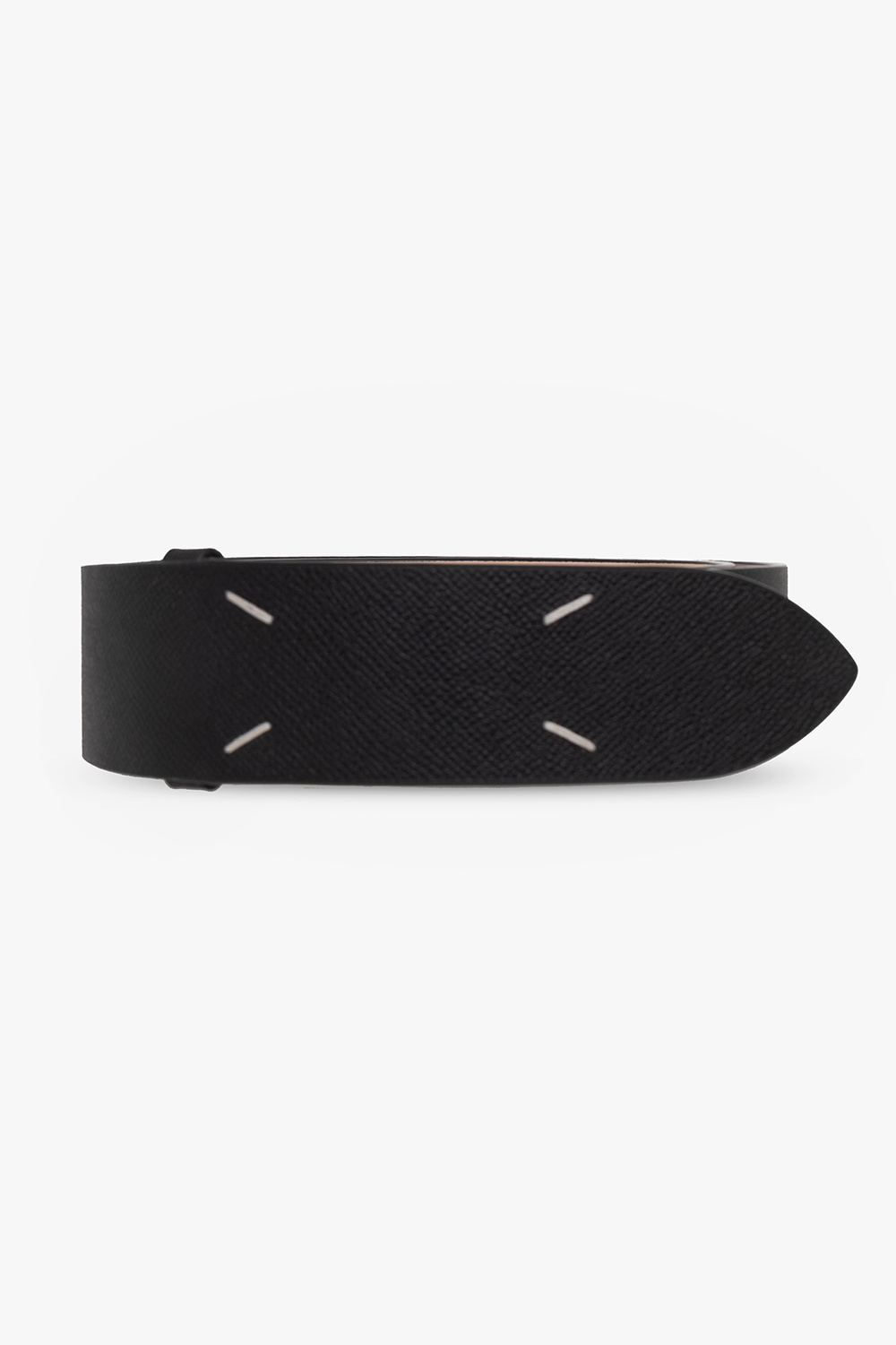 Maison Margiela Black belt from . Crafted from textured leather, this item features an embroidered white logo