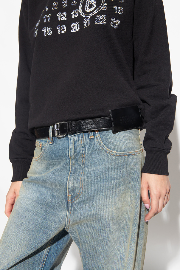 MM6 Maison Margiela BLACK Leather belt with card holder