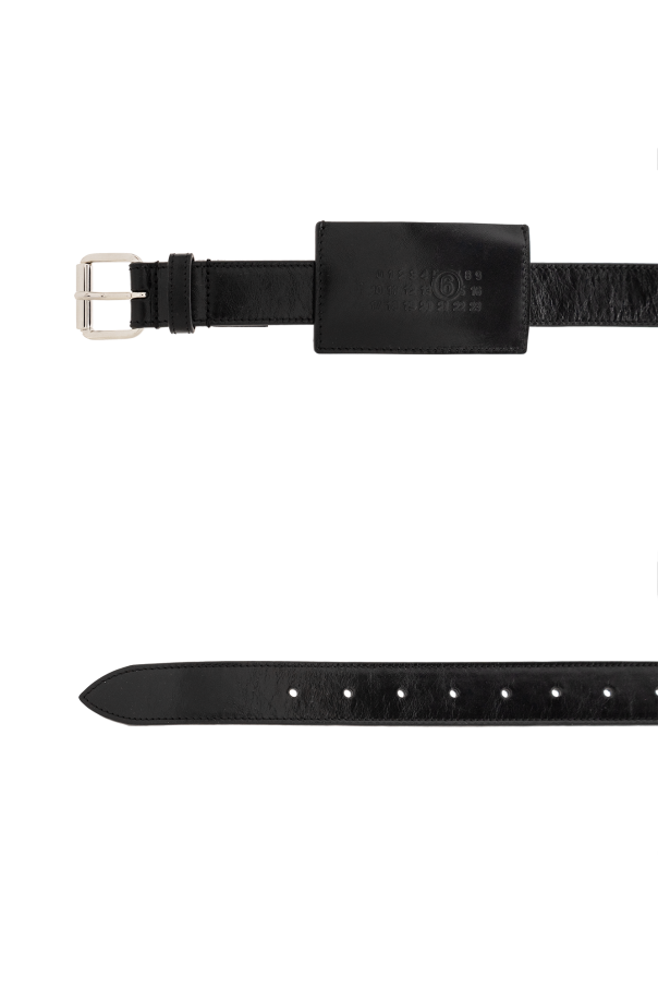 MM6 Maison Margiela BLACK Leather belt with card holder