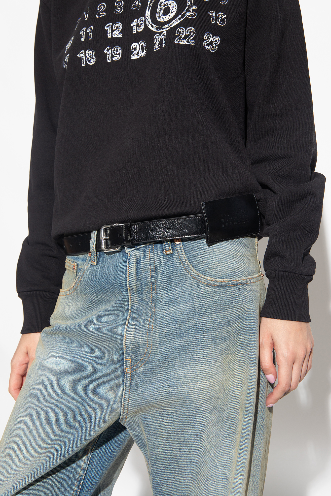 MM6 Maison Margiela Leather belt with card holder | Women's Accessories ...
