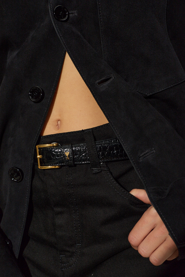 Ami Alexandre Mattiussi Leather belt with logo