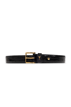 Leather belt with logo