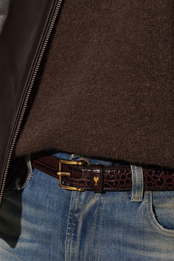 Ami Alexandre Mattiussi Leather belt with logo