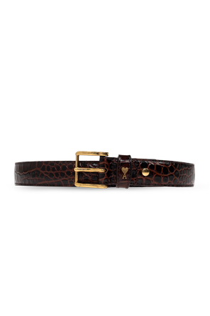 Leather belt with logo