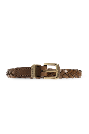 Leather belt with decorative weave