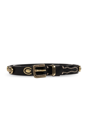 Leather belt with applications