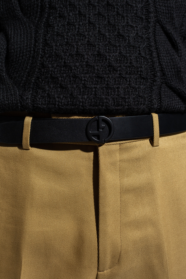 Giorgio armani intarsia-knit Leather belt