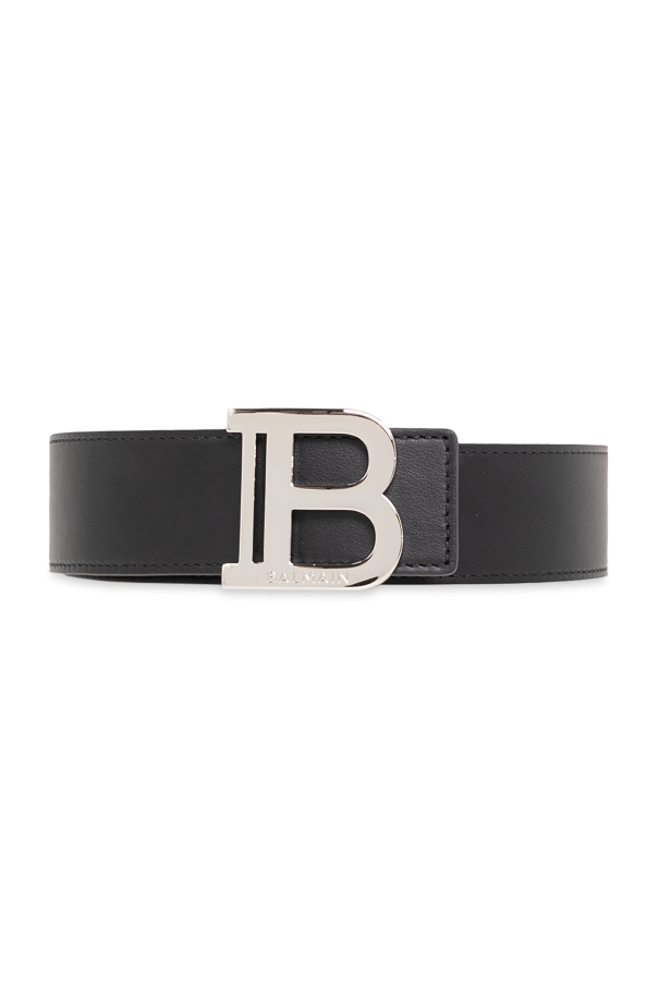 balmain blue ‘B-Belt’ leather belt