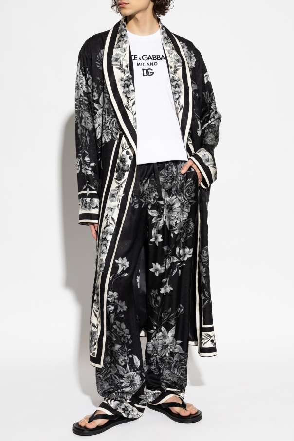 Dolce & Gabbana Bata de seda con motivo floral
