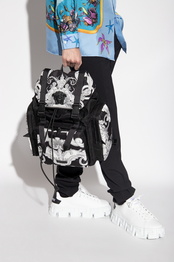 Versace backpack staud with ‘Baroque’ pattern