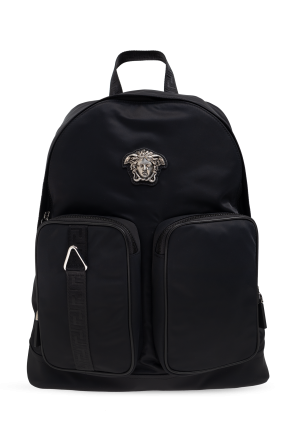 Backpack with Medusa head-shaped appliqué