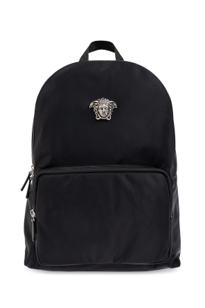 Backpack with an application in the shape of the head of Medusa