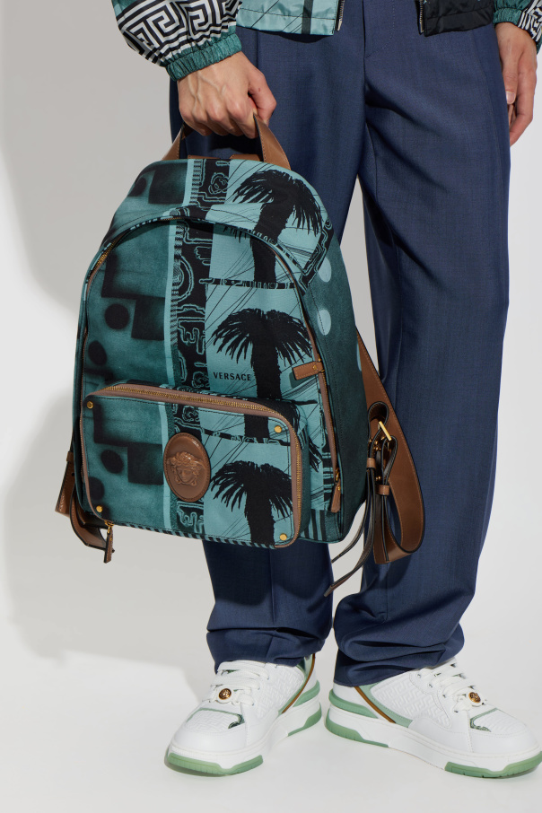 Versace Backpack `Lou` with `Sunset Palms` print