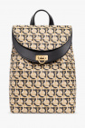 FERRAGAMO beige Backpack with Gancini motif