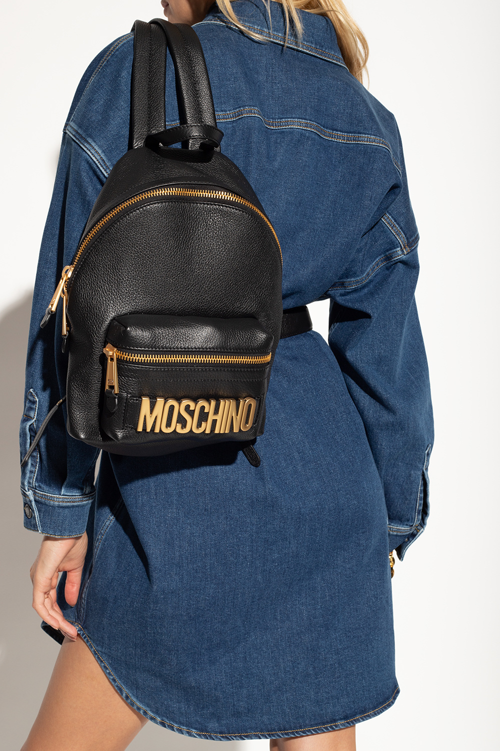 Moschino Leather backpack with logo