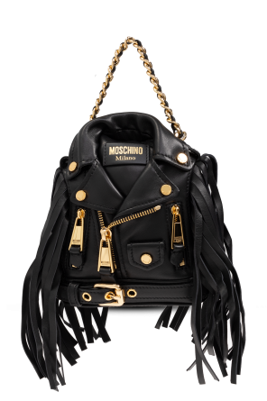 Leather backpack with fringes od Moschino