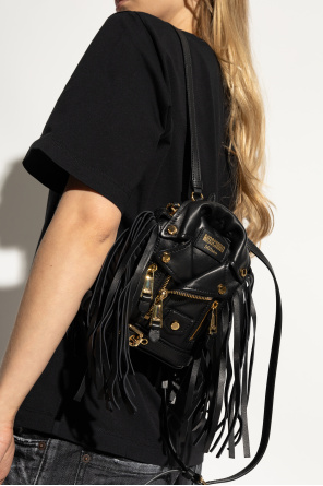 Leather backpack with fringes od Moschino