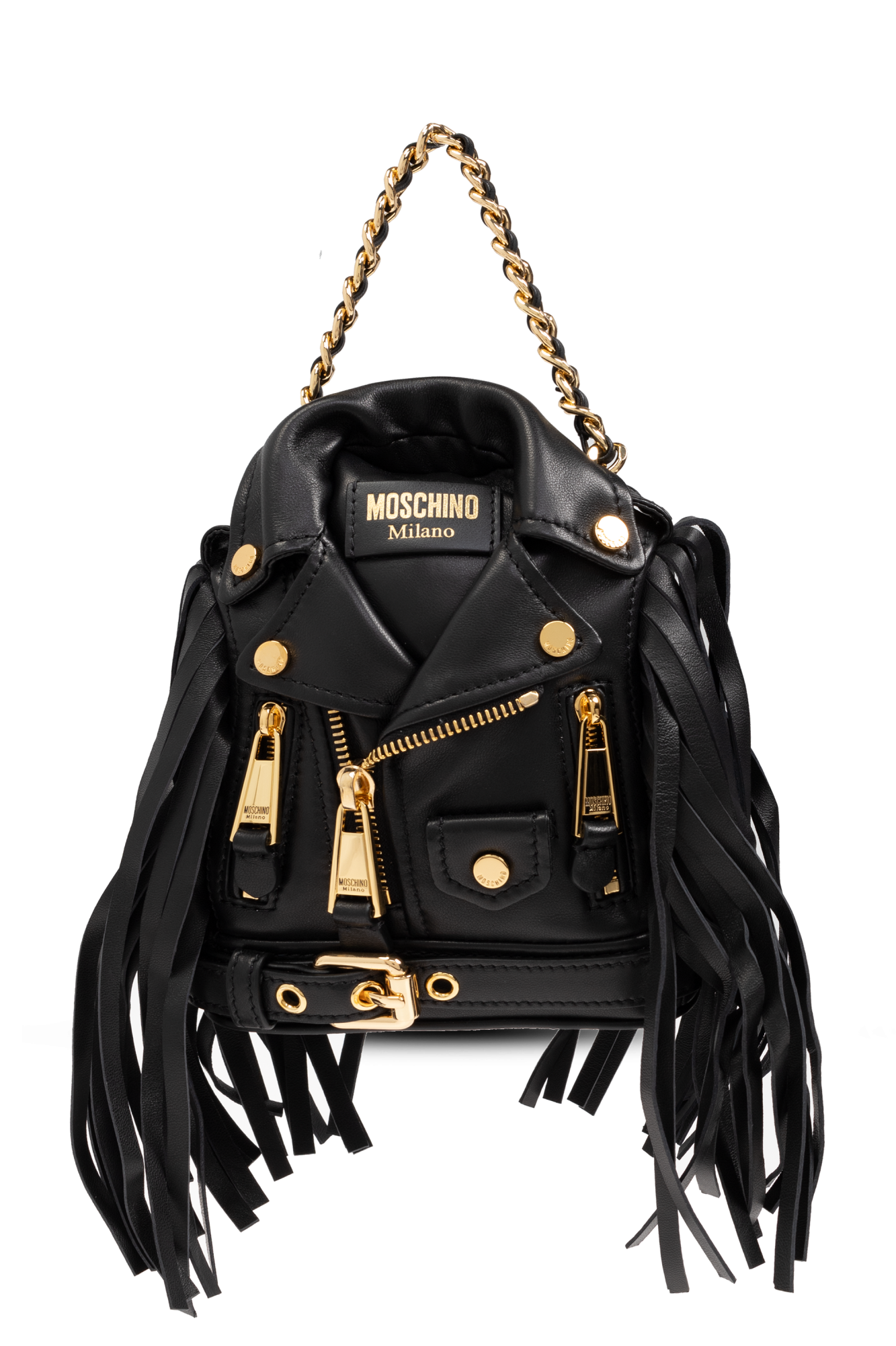 Moschino Leather Forever backpack with fringes