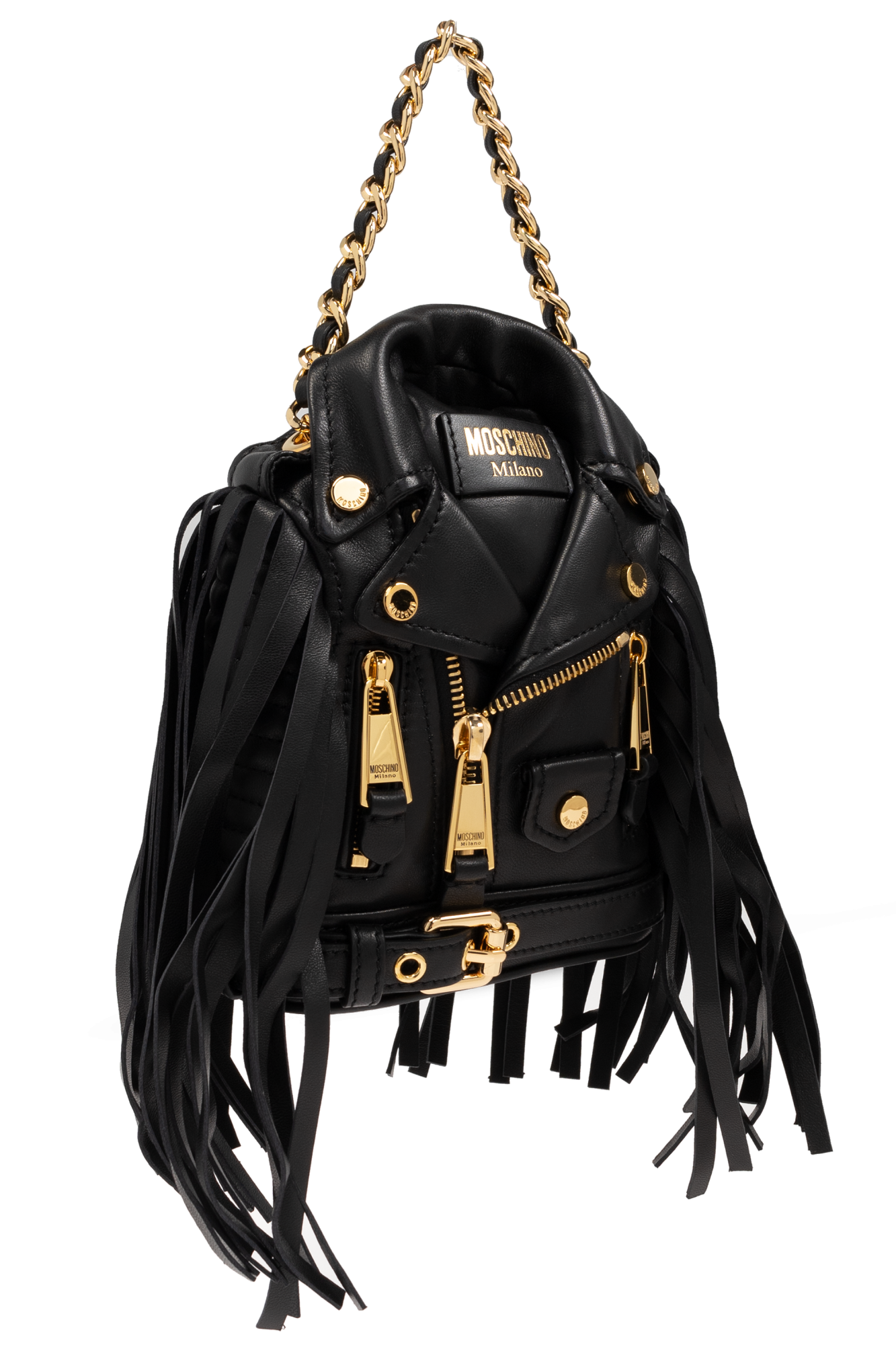 Moschino Leather Forever backpack with fringes