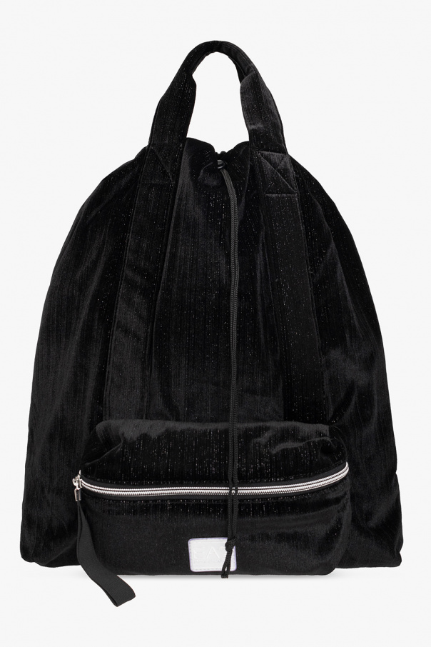 EA7 Emporio Armani Velour backpack with logo
