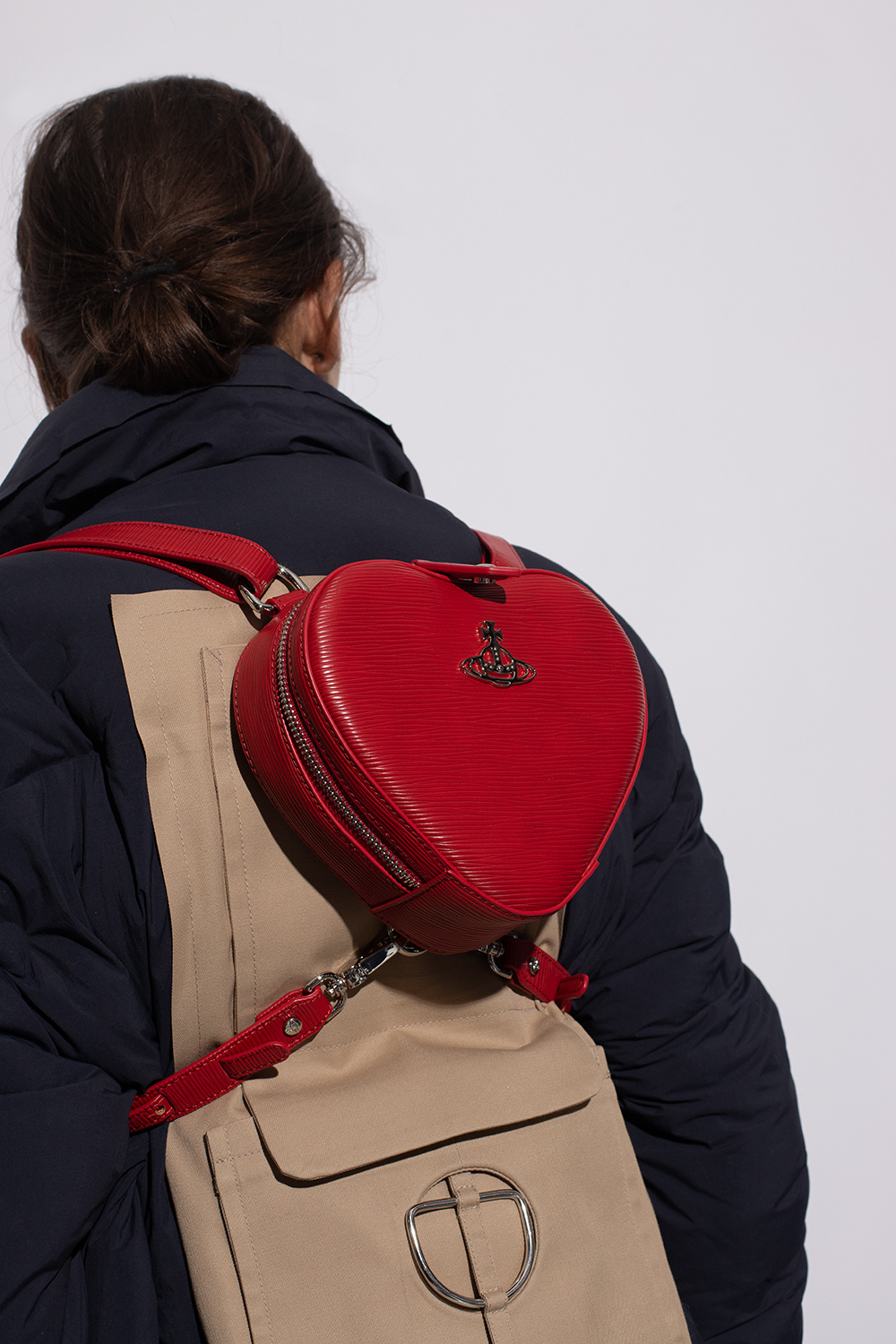Vivienne Westwood Heart-shaped Logo Plaque Backpack In Red
