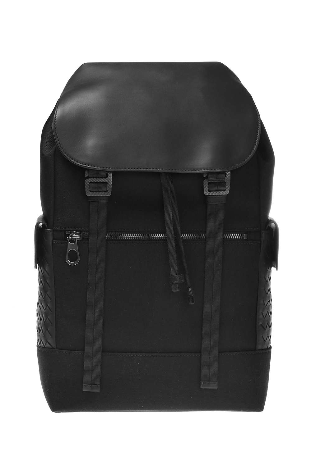 Black Intrecciato-leather backpack, Bottega Veneta