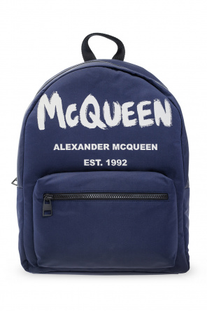 The Alexander McQueen name is seen outside the brand's store in New York City