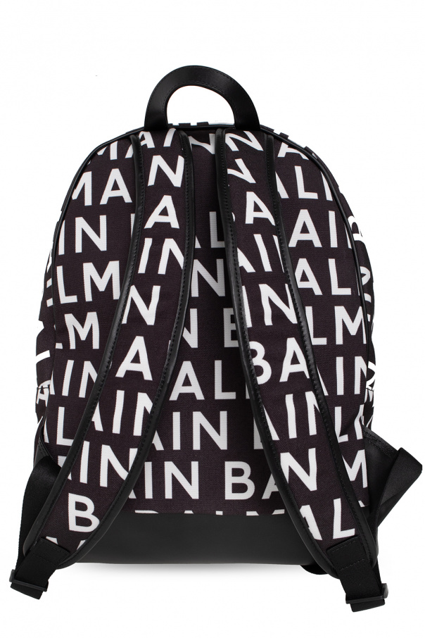 Balmain Black Kids Backpack with logo