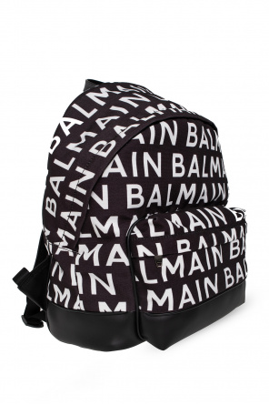 Balmain Black Kids Backpack with logo