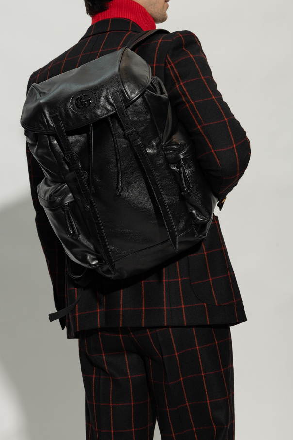 Gucci Skórzany plecak z logo