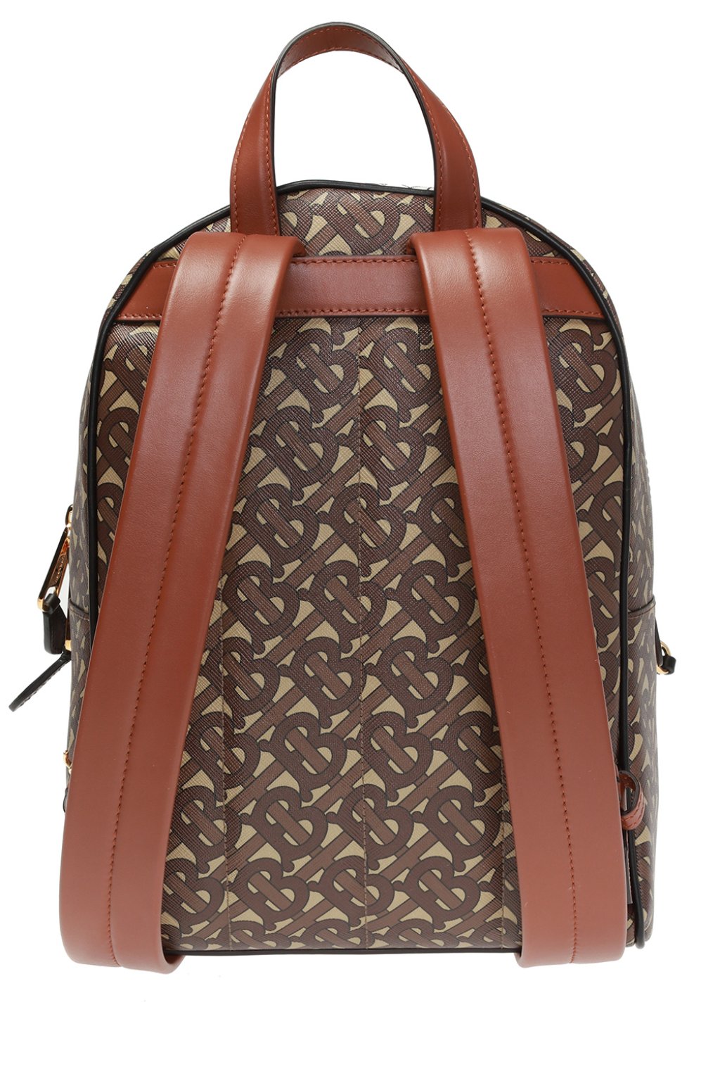 New BURBERRY JETT TB Monogram Stripe Bridle Brown Backpack Leather