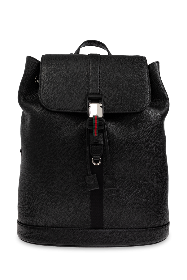Leather backpack with distinctive Web stripe, zdjęcie 1 Leather backpack with distinctive Web stripe od Gucci