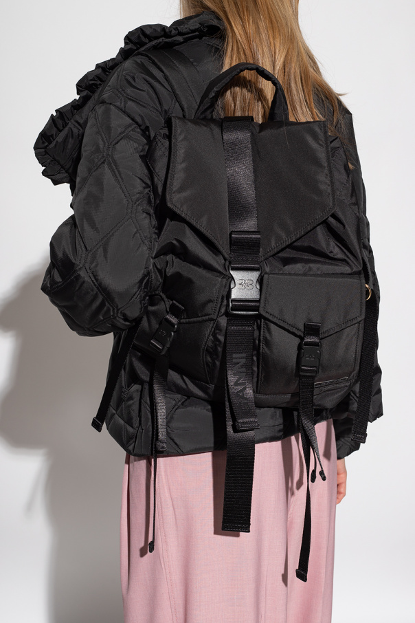 Ganni Marni abstract-print leather tote bag Black