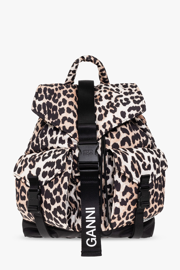 Ganni Leopard print backpack