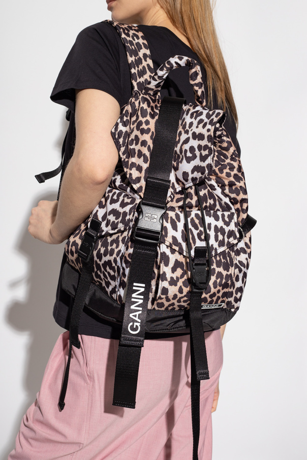 Ganni Leopard print backpack