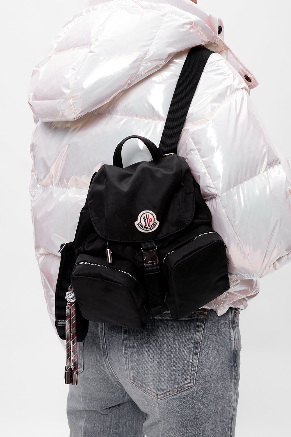 Moncler Mini Dauphine Nylon Backpack In Bianco