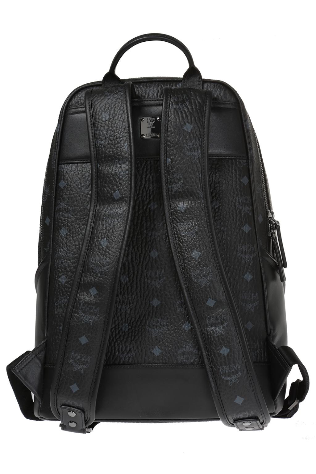Authenticated Used MCM Visetos MMK8AVE62CO001 Women's Leather Studded  Backpack Black 