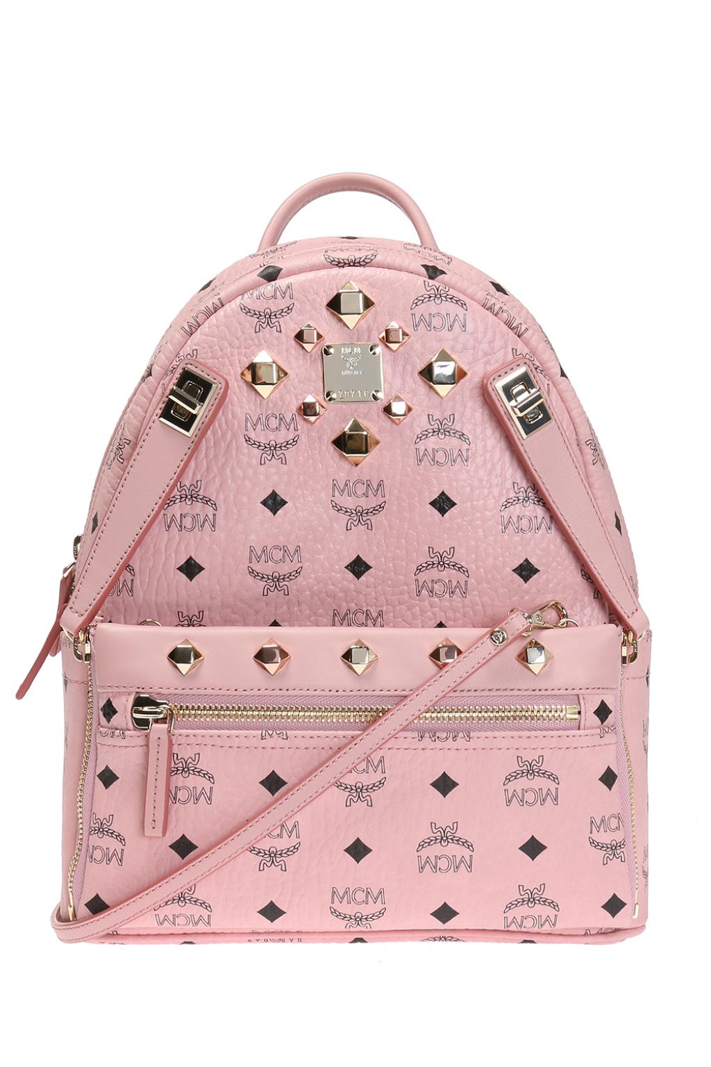 Pink MCM Stark Embossed Leather Backpack – Designer Revival