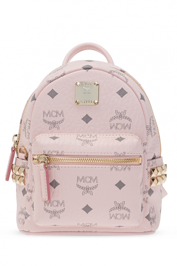 Authentic MCM beautiful pink leather backpack shoulder bag with MCM pink  sash