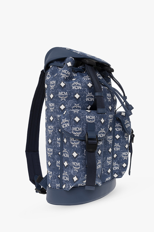 MCM Backpack Dieter Monogrammed Navy Blue Nylon Backpack MUK