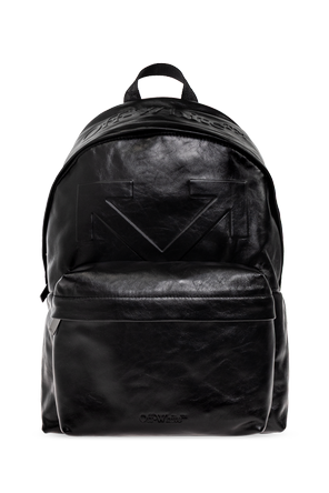 Leather backpack with logo