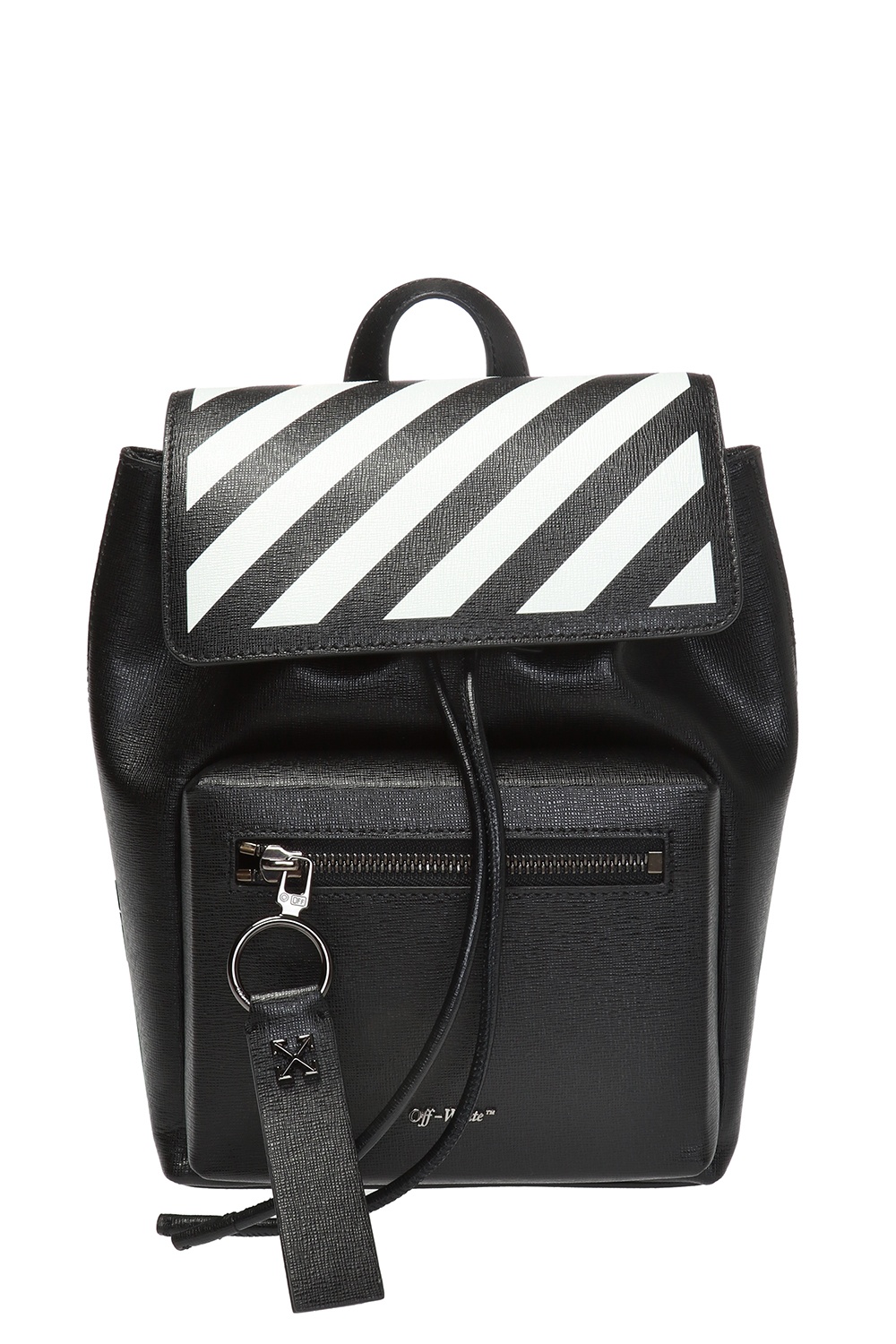 black and white striped backpack purse