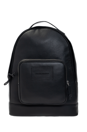 Leather backpack with logo