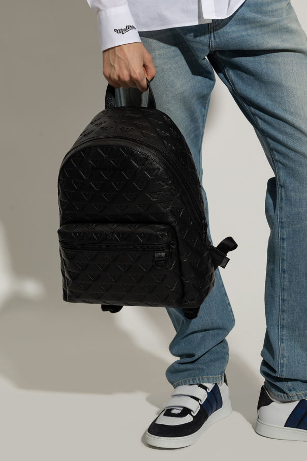 Emporio Armani T-shirt Embossed leather backpack